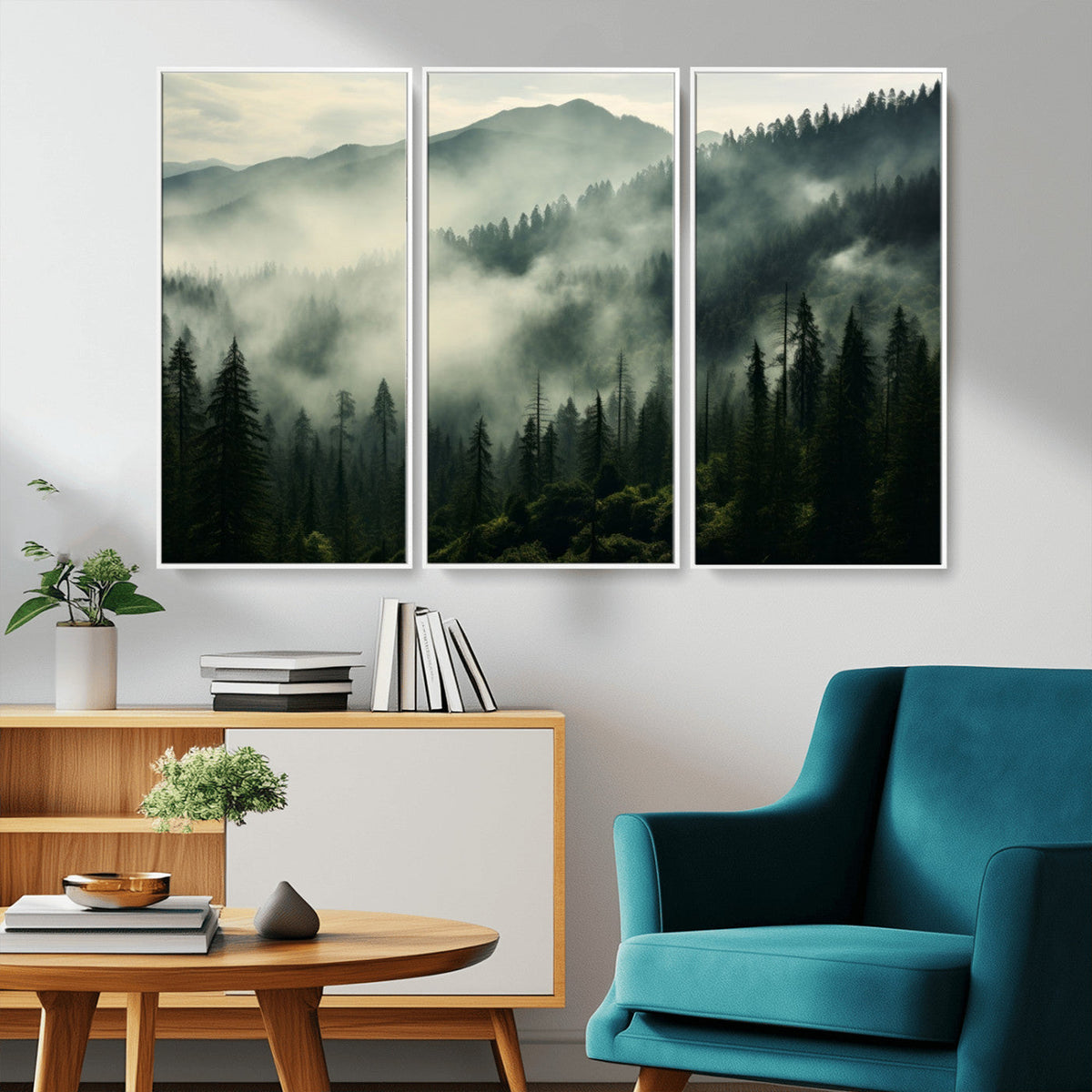 Captivating Misty Forest Wall Art Premium Canvas Print a