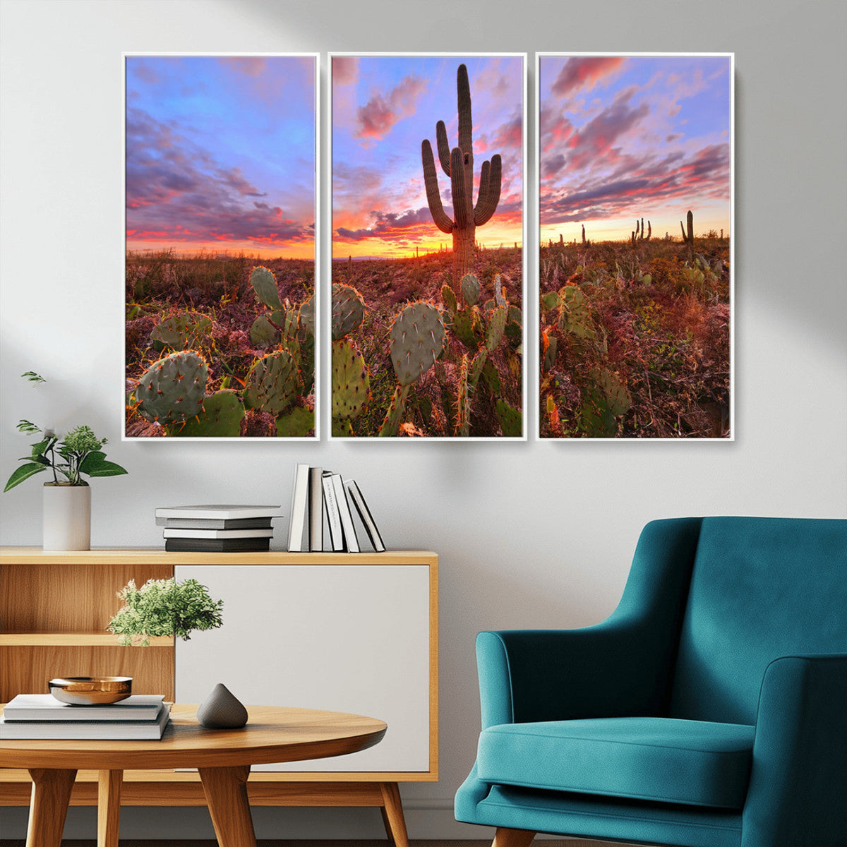 Arizona Desert Wall Art Canvas Print - Framed Deser Sunset