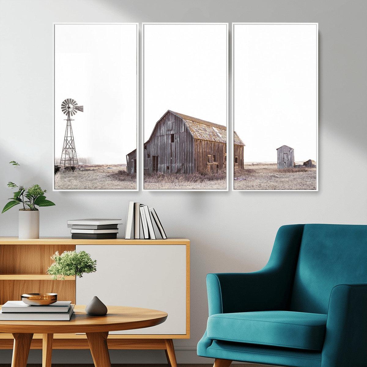 Set of 3 Rustic Farmhouse Wall Art Prints – Country Barn,