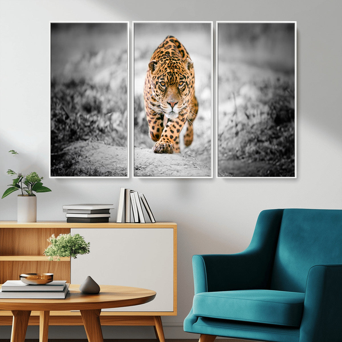 Jaguar Wall Art Canvas Print - Majestic Big Cat in Focused