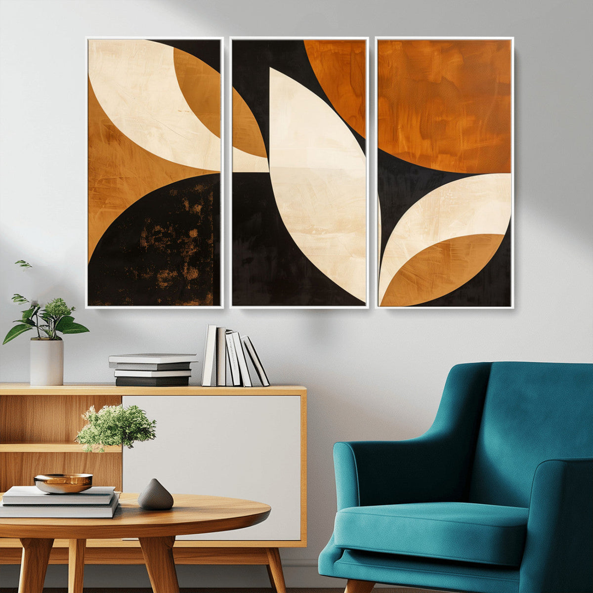 Geometric Abstract Wall Art Canvas Print, Mid Century Modern