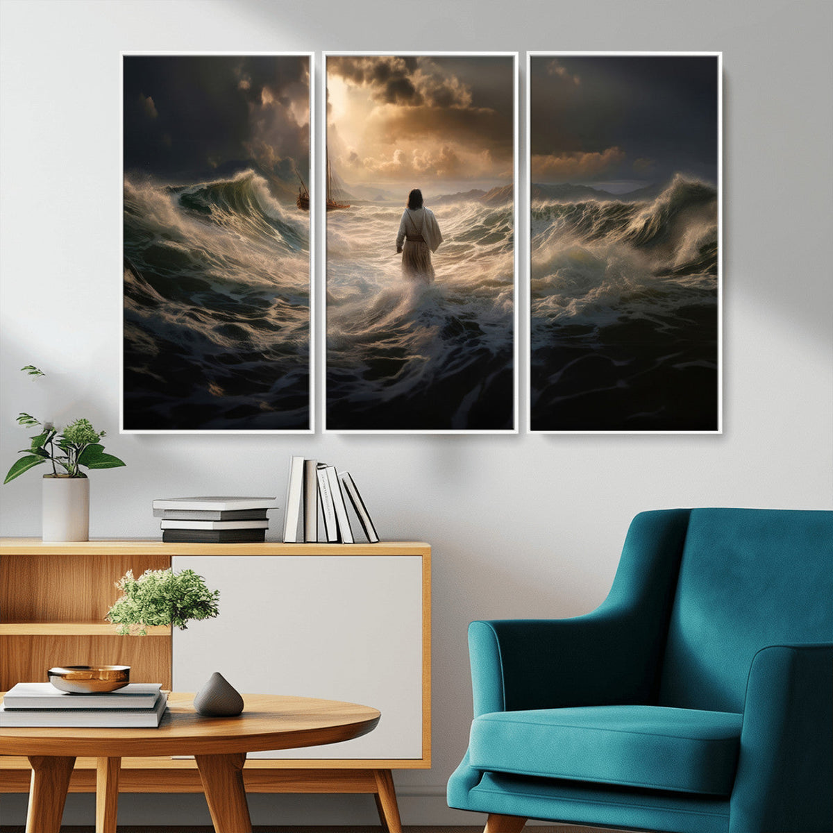 Jesus Walking on Water Wall Art Canvas Print - Religious