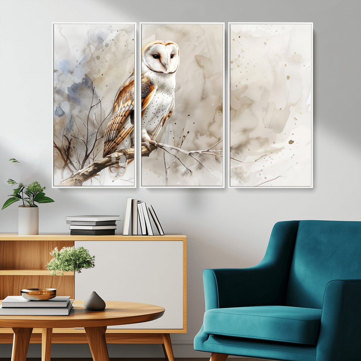 Barn Owl Wall Art | Watercolor Canvas Print | Perfect for