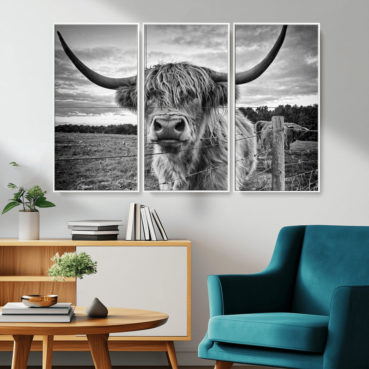 Scottish Highland Cow Wall Art Canvas Print | Ready to Hang