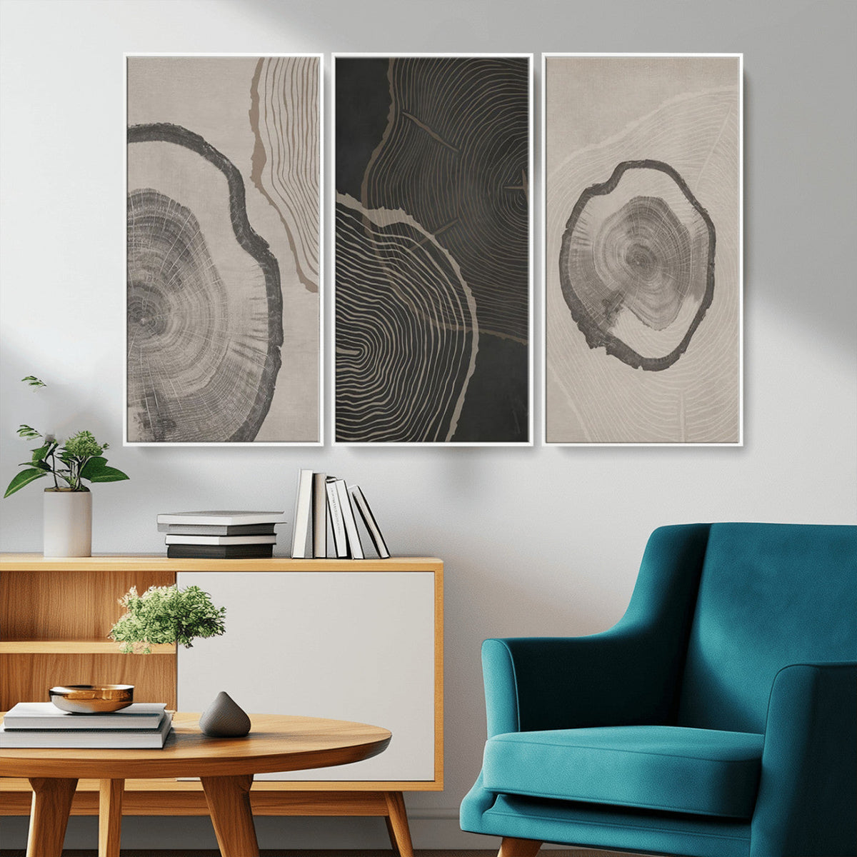 Minimalist Tree Rings Wall Art | Modern Abstract Canvas