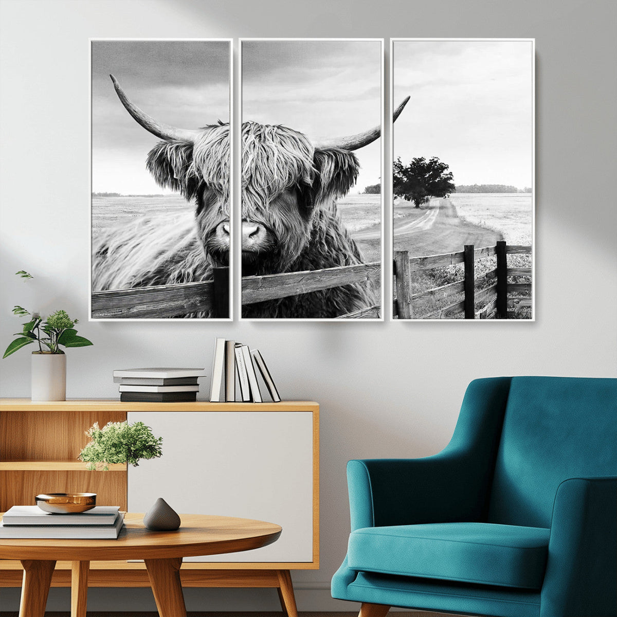 Scottish Highland Cow Wall Art | Rustic Farmhouse Décor |