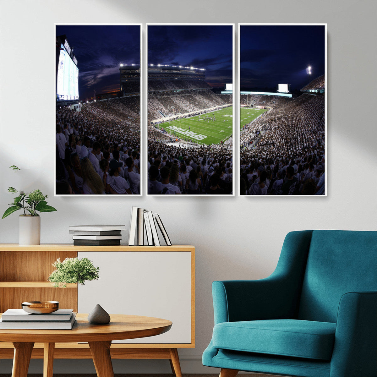 Michigan State Spartans Canvas, Framed Football Team Print -