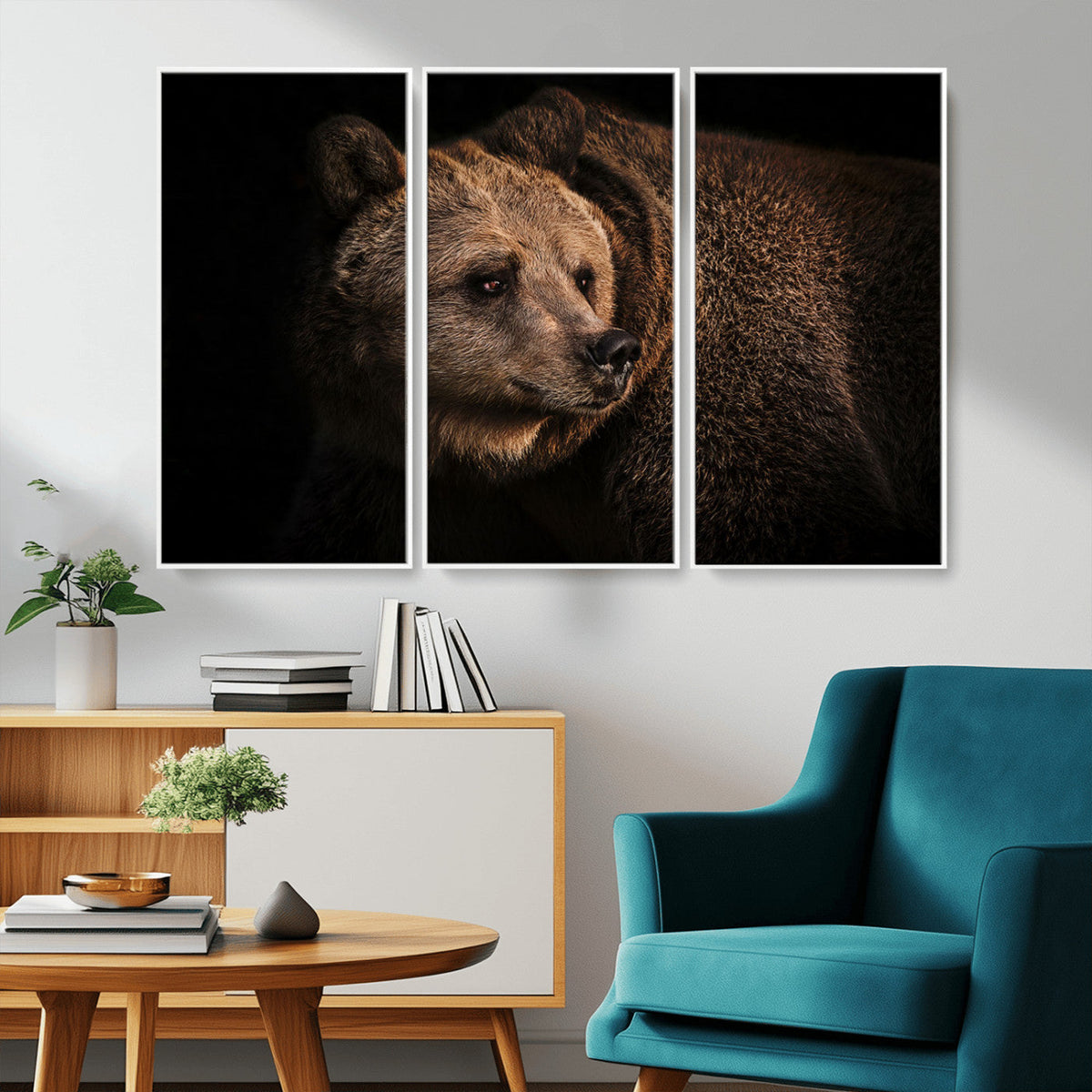 Wild Grizzly 399 Bear Canvas Wall Art Print, Bear Animal
