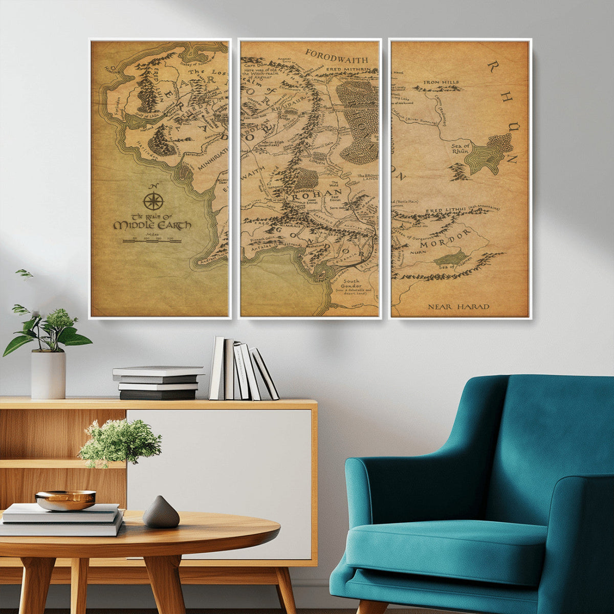 Middle Earth Map Canvas Wall Art – Vintage Fantasy Map
