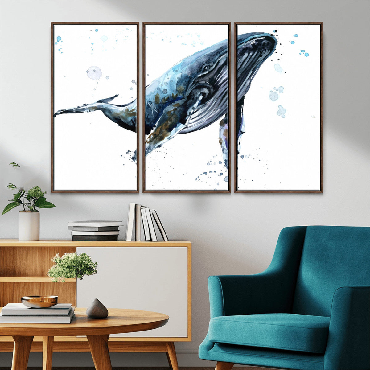 Watercolor Whale Wall Art Canvas Print
