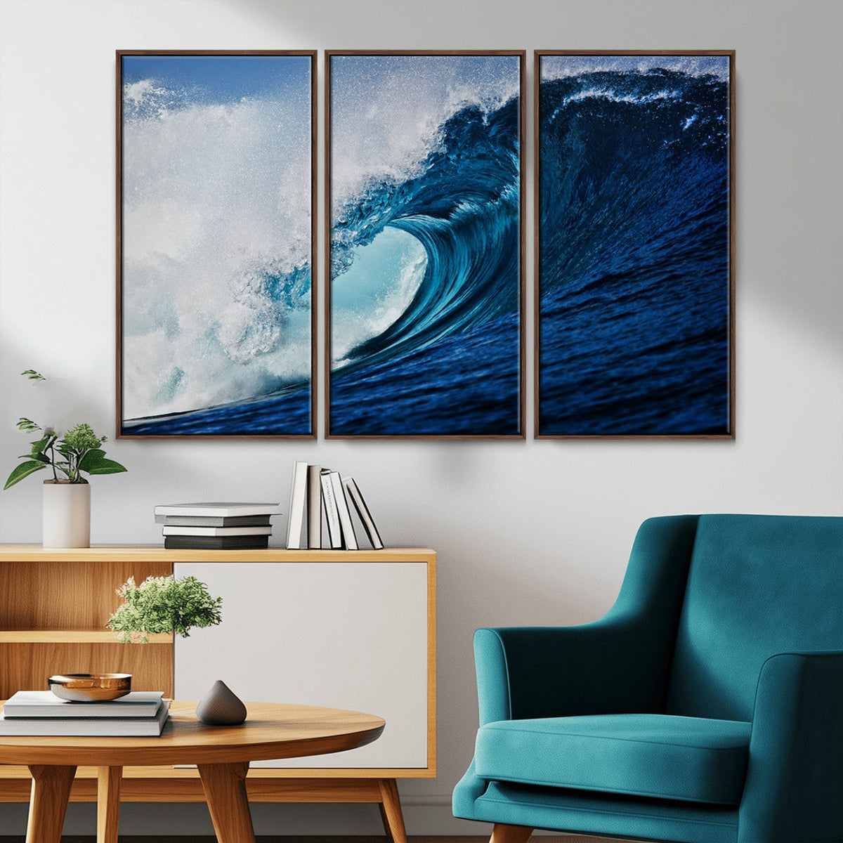 Ocean Wave at Sunset Canvas Art, Large Wall Print of Vibrant