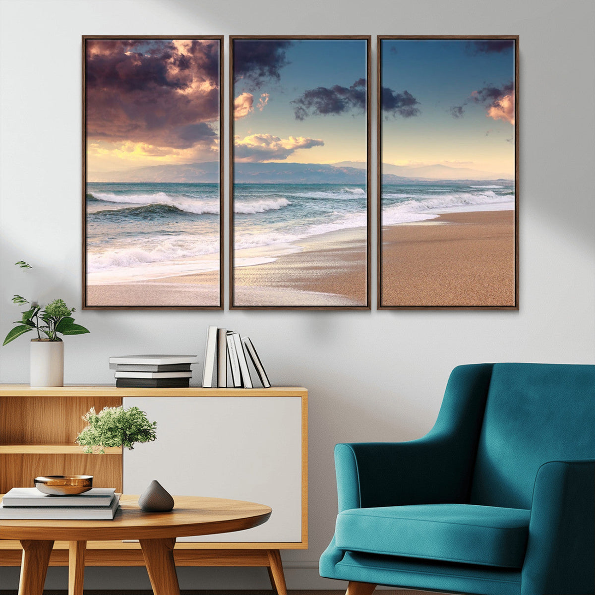 Cloudy Weather Beach Sunset Canvas Print | Sunrise Wall Art