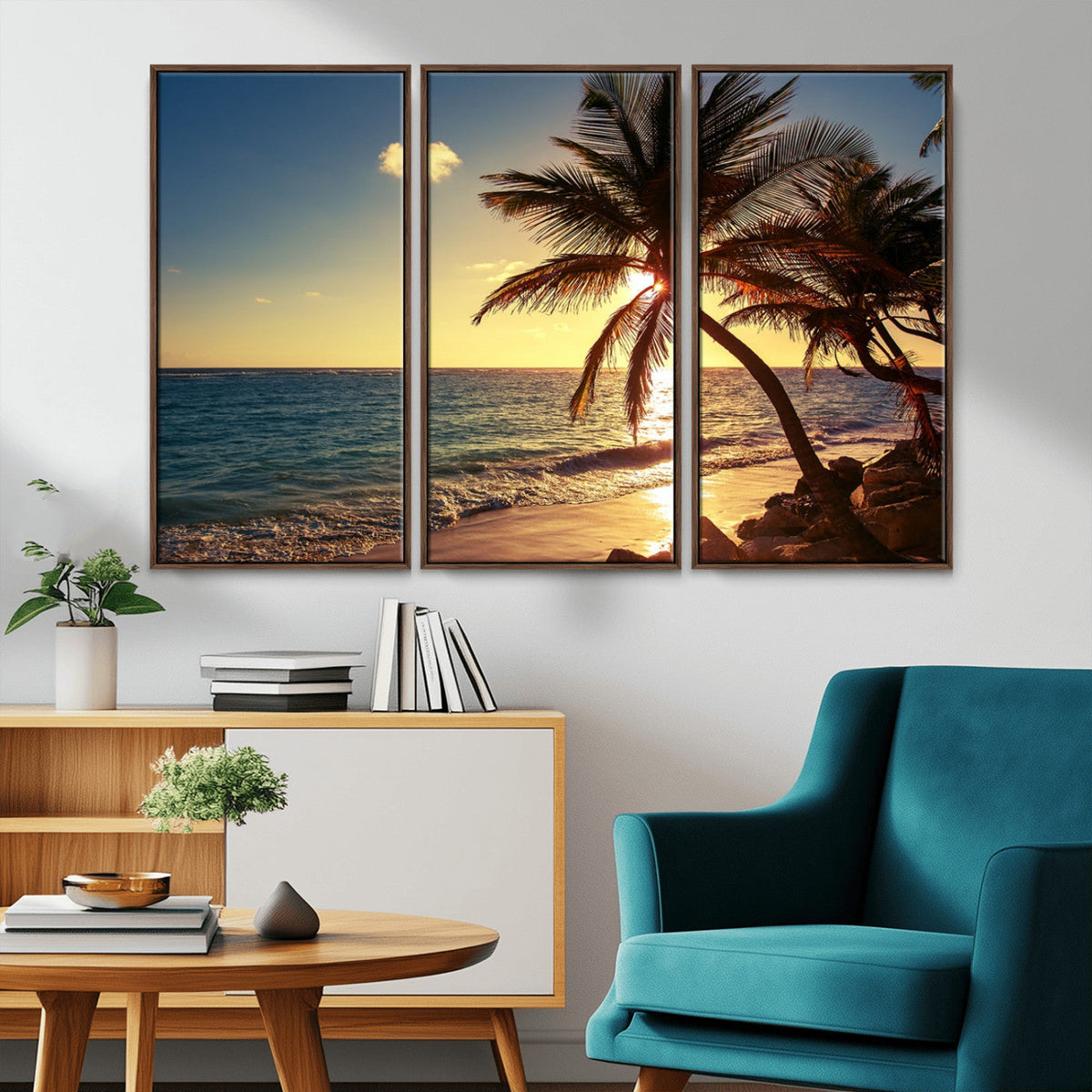 Sunset Palm Trees Wall Art Canvas Print