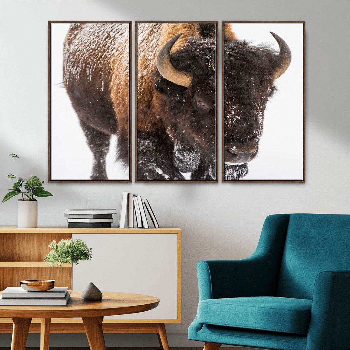 Bison Wall Art Canvas Print For Farmhouse, Wild Animal Wall