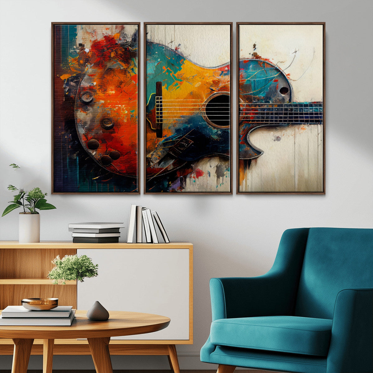 Abstract Guitar Wall Art Canvas | Vibrant Music-Inspired Art