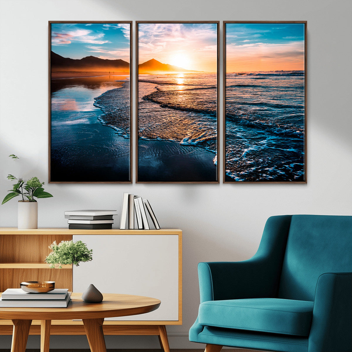 Sunset Beach Ocean Canvas Wall Art – Tranquil Ocean