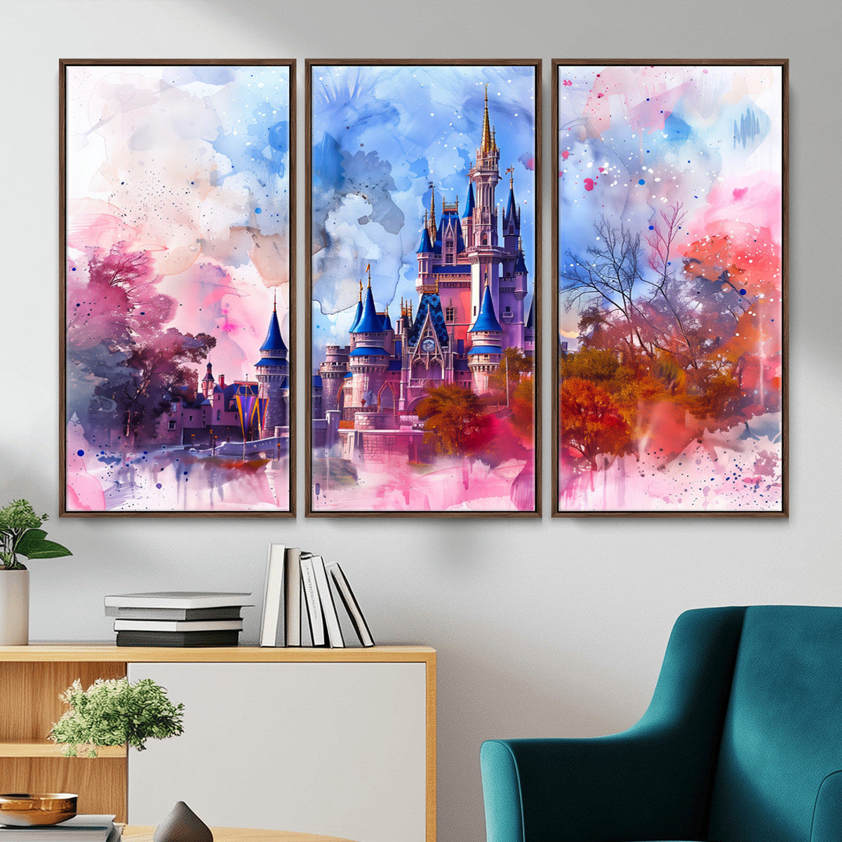 Disney Wall Art: Dreamy Watercolor Cinderella Castle Canvas