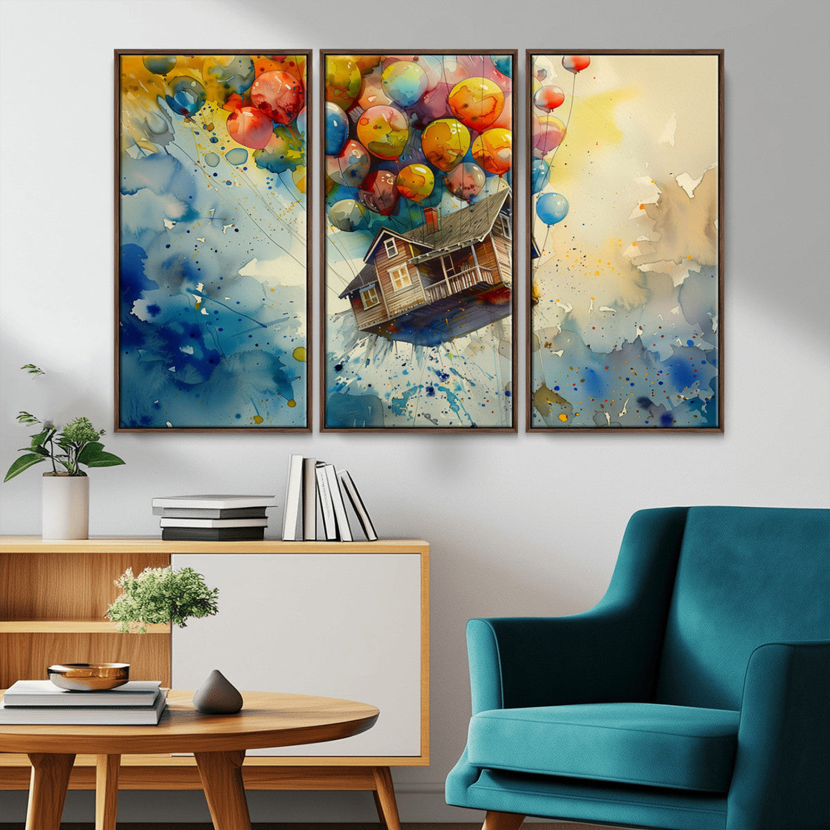 UP-Inspired Floating House with Balloons Canvas Art –