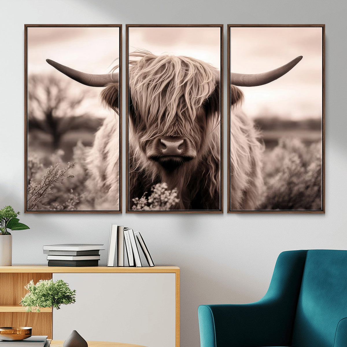 Scottish Cow Longhorn Wall Art Canvas Print