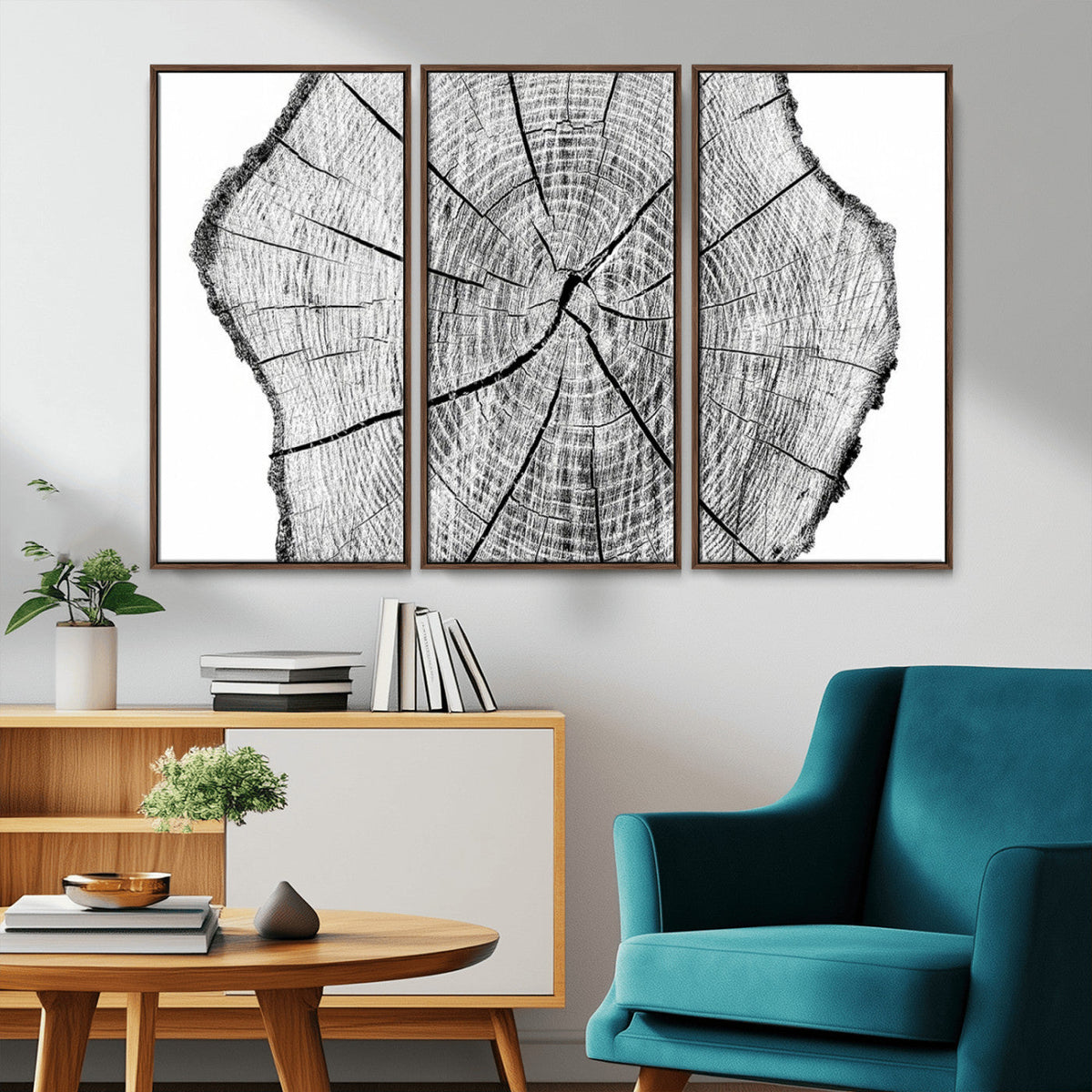 Rustic Tree Ring Wall Art Canvas Print – Framed and Ready to