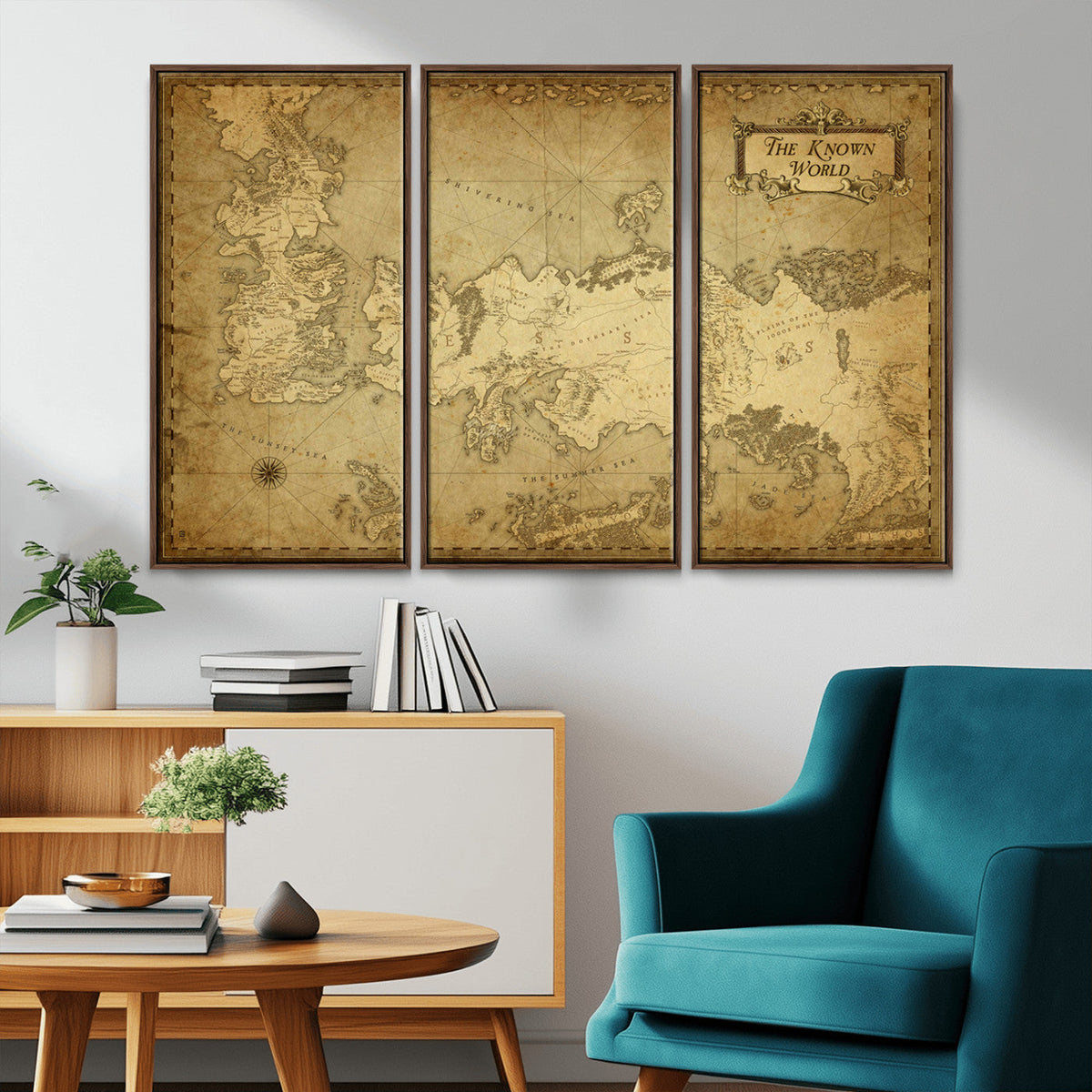 Vintage Game of Thrones Map Wall Art | Westeros and Essos
