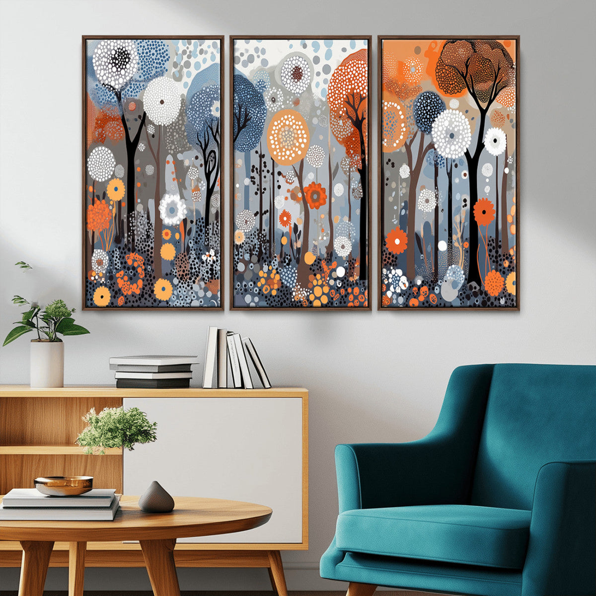 Abstract Winter Landscape Canvas Wall Art Print - Large