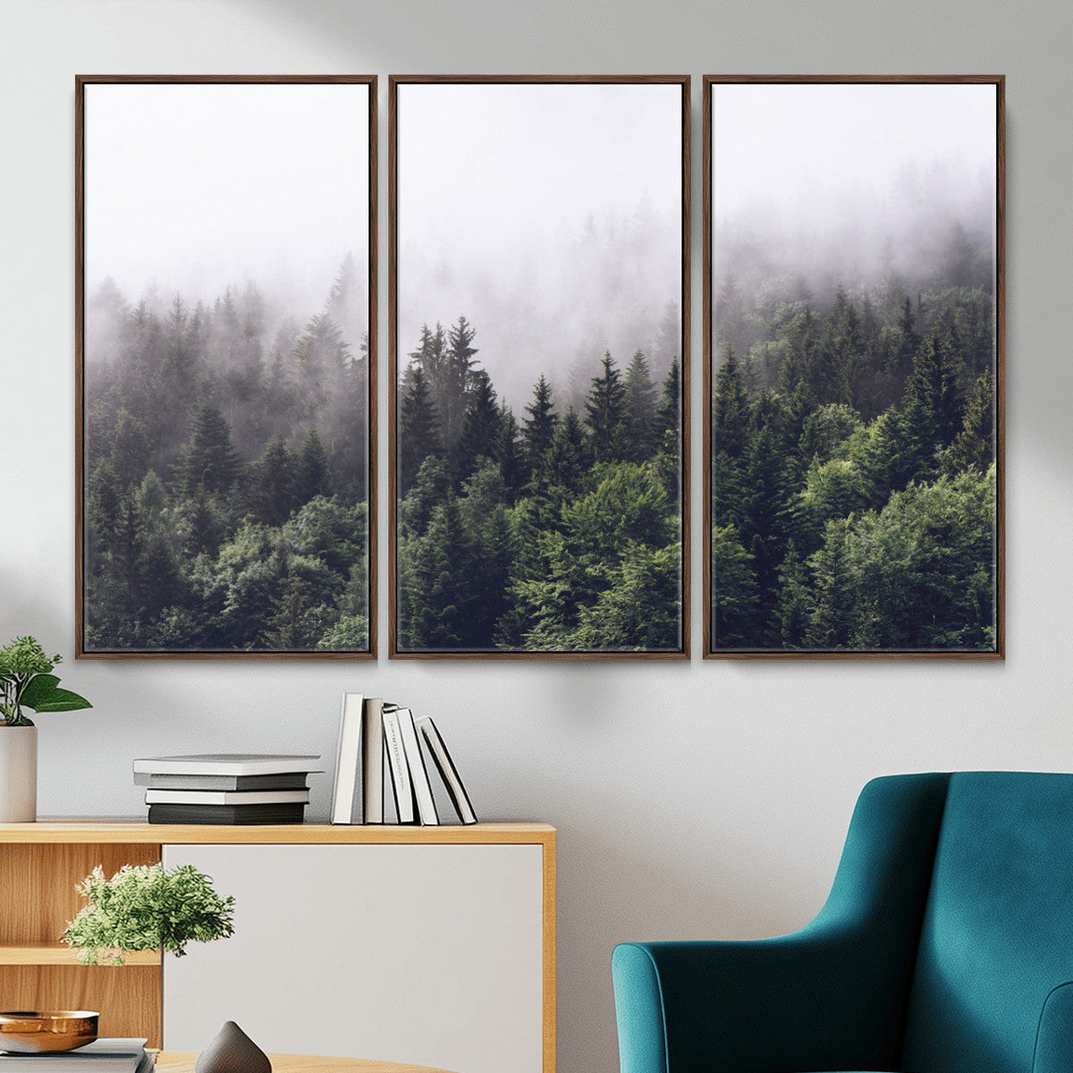 Misty Forest Wall Art | Foggy Forest Canvas Print | Large