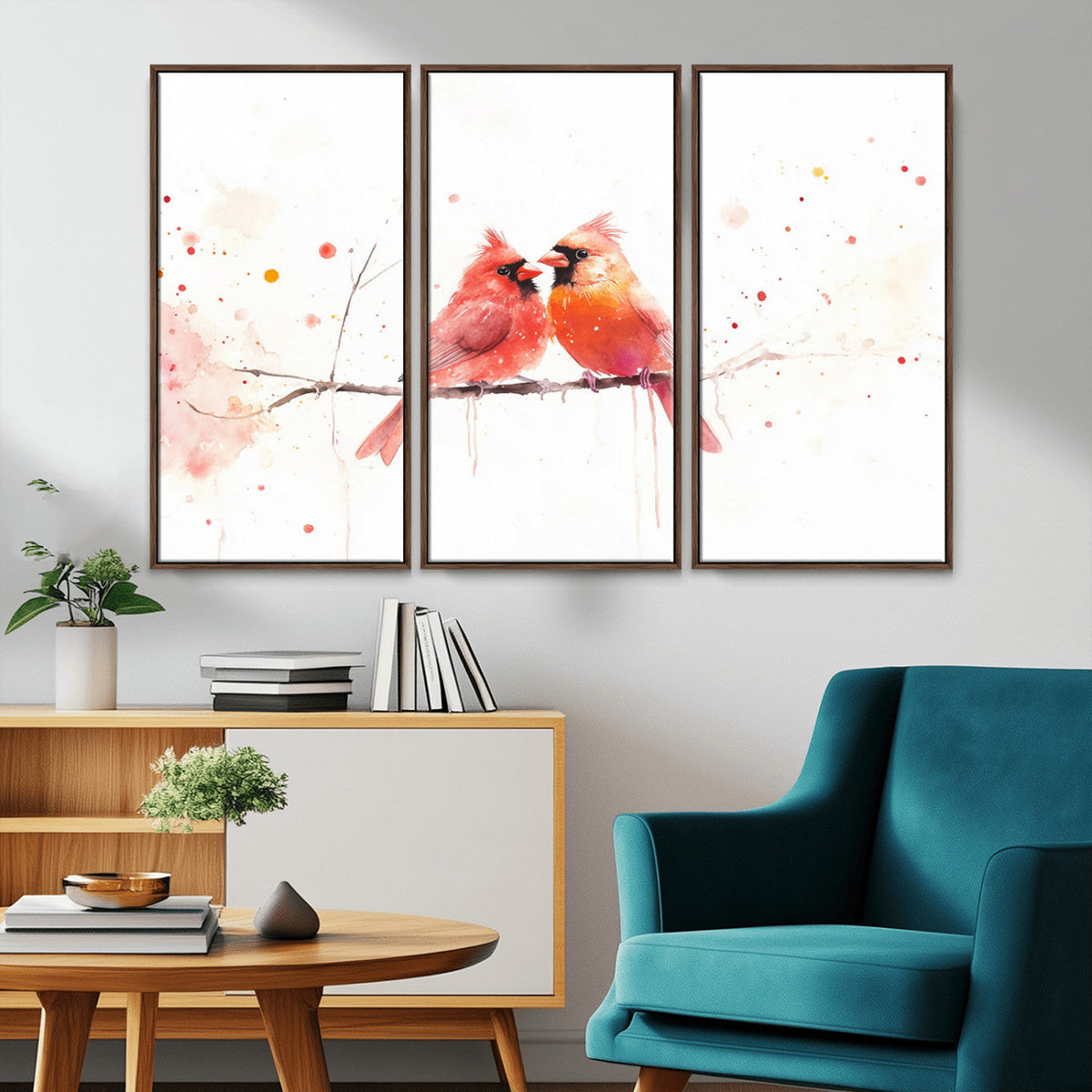 Cardinal Bird Canvas Wall Art - Male and Female Cardinal