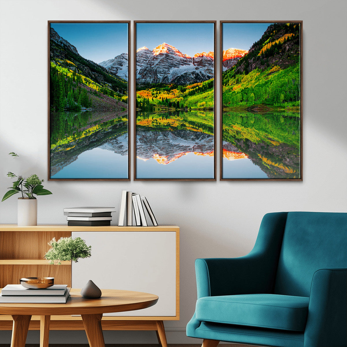 Sunrise Maroon Bells Lake Wall Art Canvas Print – Framed Elk