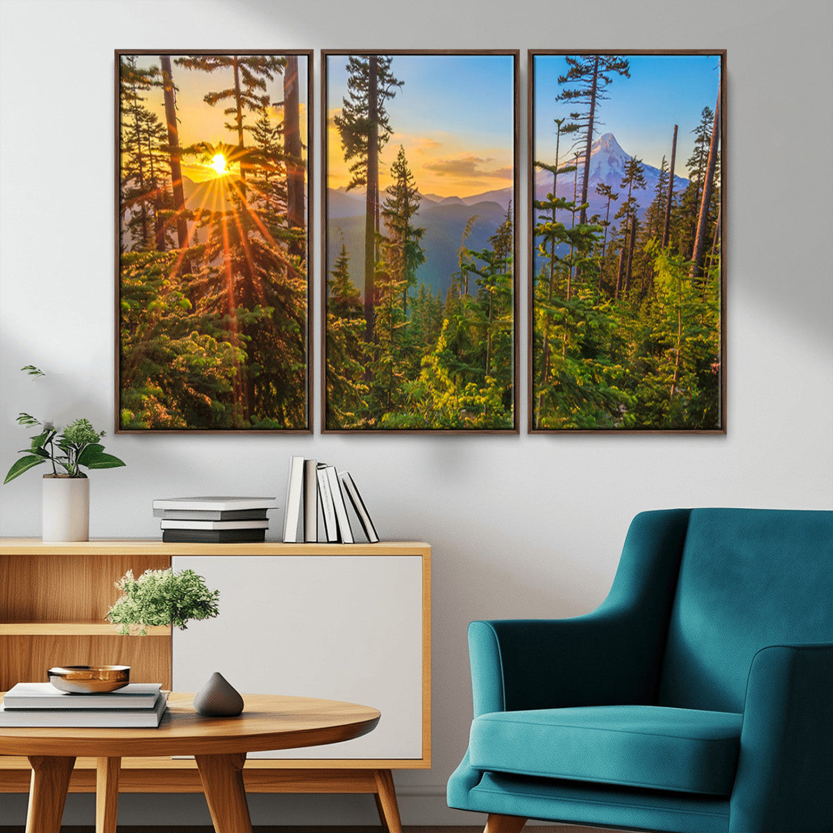 Forest Sunset Wall Art Canvas Print, Glowing Evening Light