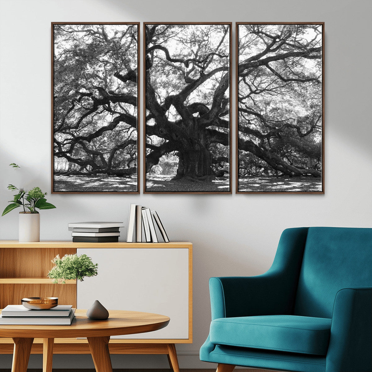 Ancient Oak Wall Art Canvas Print, Majestic Twisted Branches