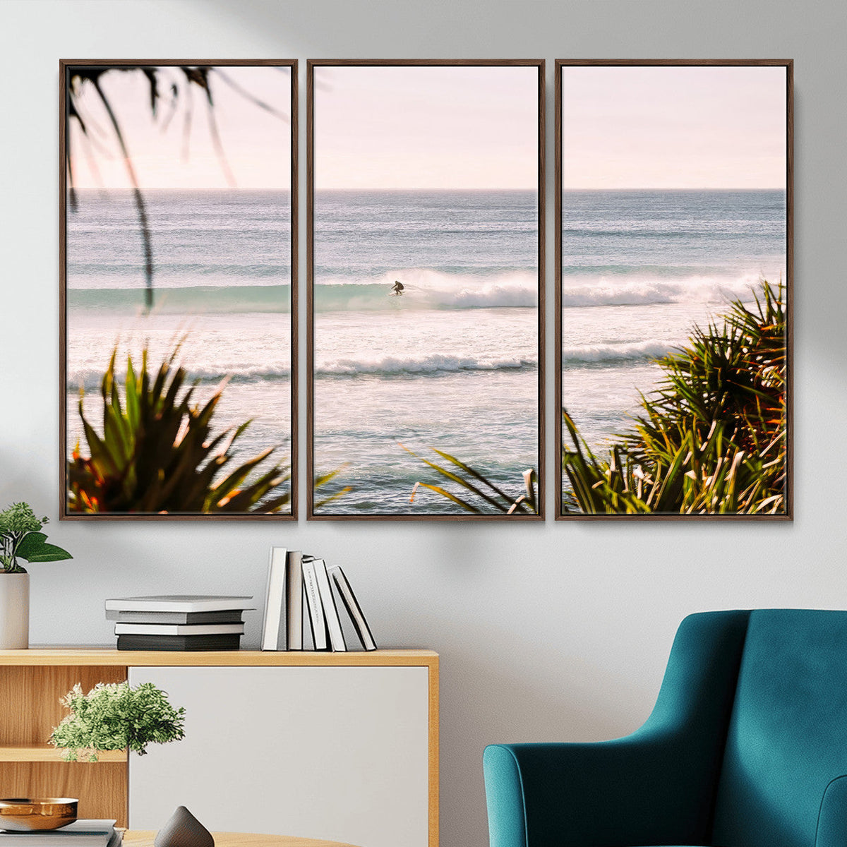 Ocean Surfer Wall Art Canvas Print – Framed Coastal Surf Art