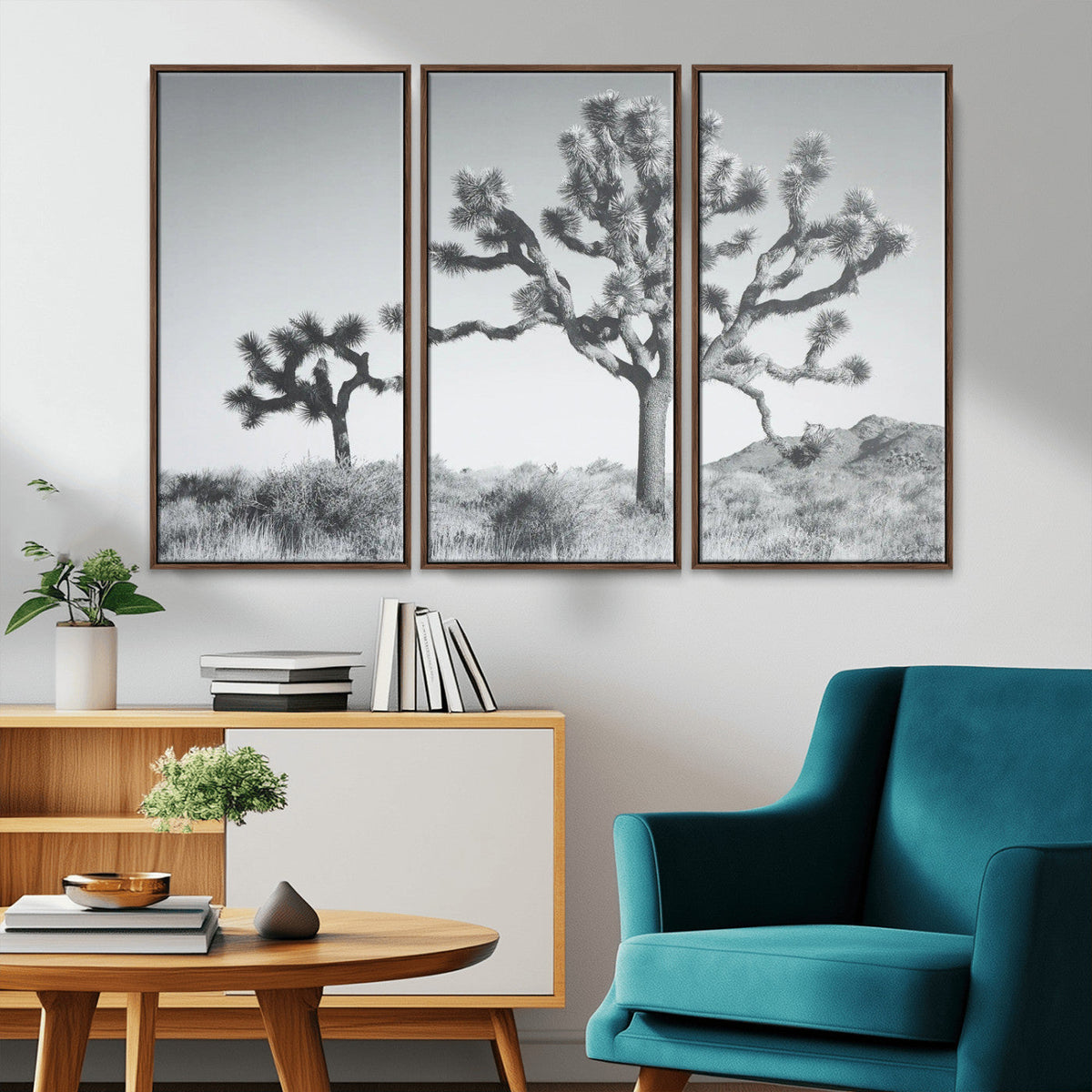 Joshua Tree Wall Art Canvas Print – Framed Black White