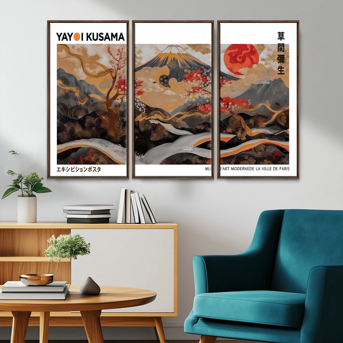 Modern Japanese Wall Art Canvas Print – Framed Abstract