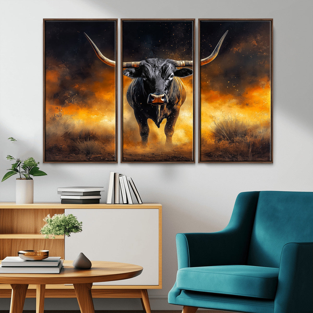 Longhorn Canvas Wall Art Canvas Print – Framed Bold Bull
