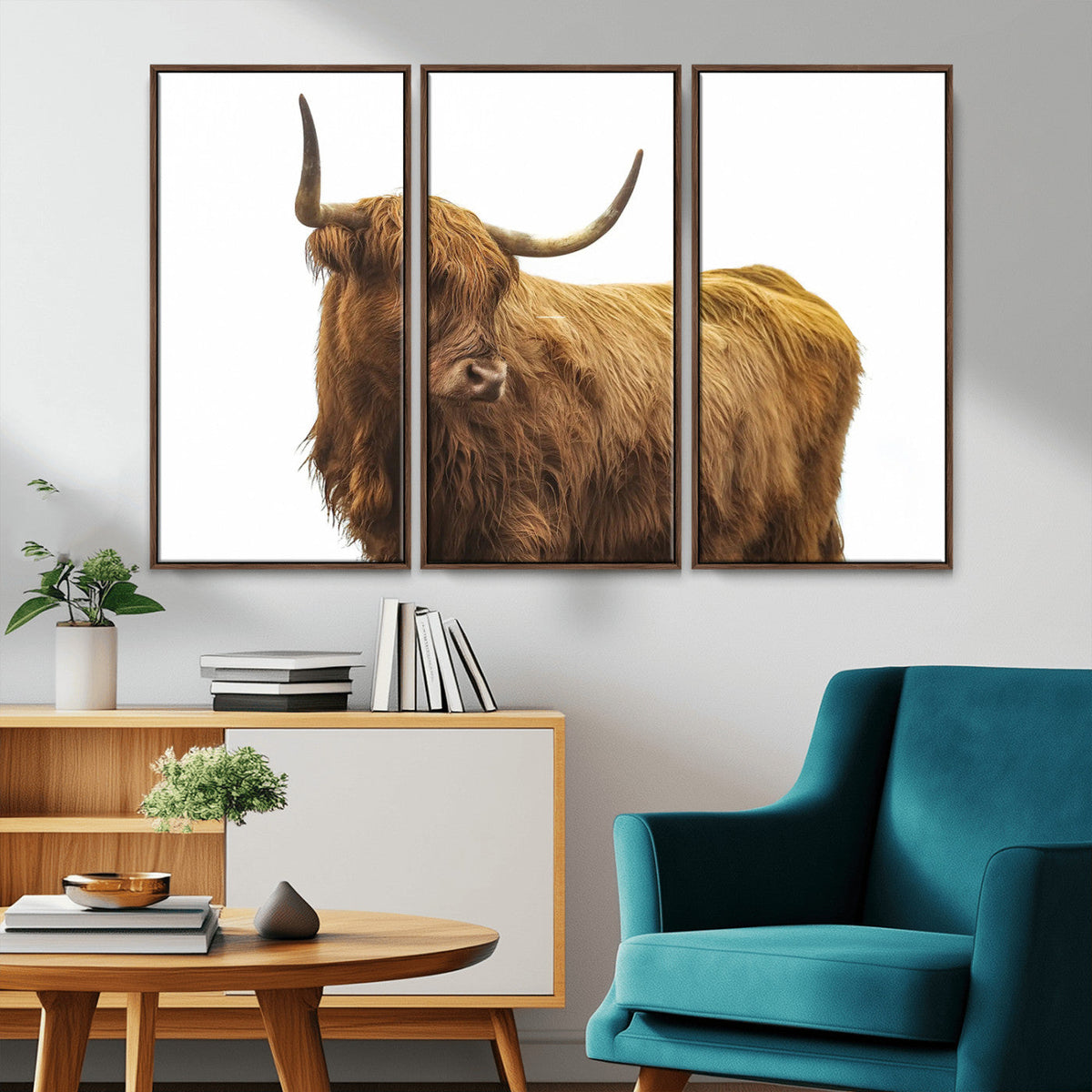 Highland Cow Wall Art Canvas Print – Framed Farmhouse Rustic