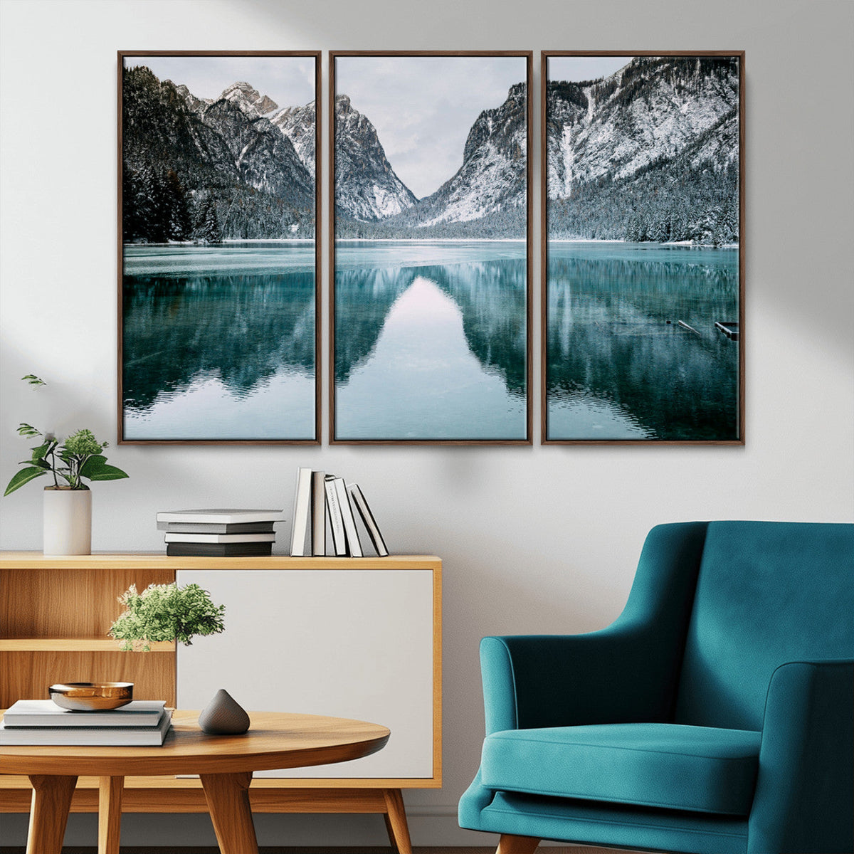 Mountain Lake Wall Art Canvas Print – Framed Toblacher See