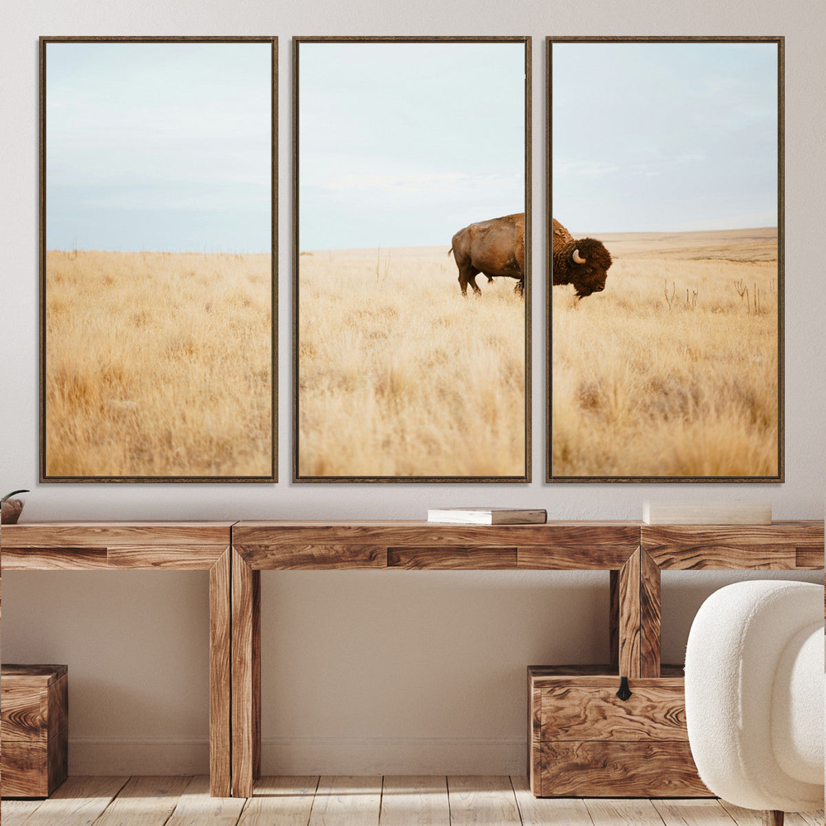 Buffalo Wall Art Canvas Print – Framed Western Wildlife