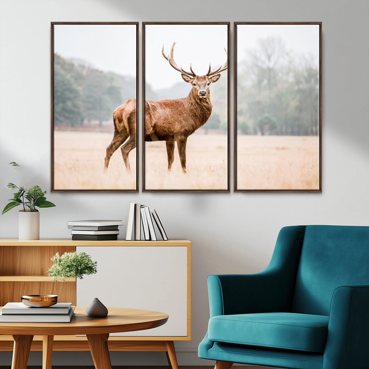 Vintage Wildlife Wall Art Canvas Print – Misty Landscape