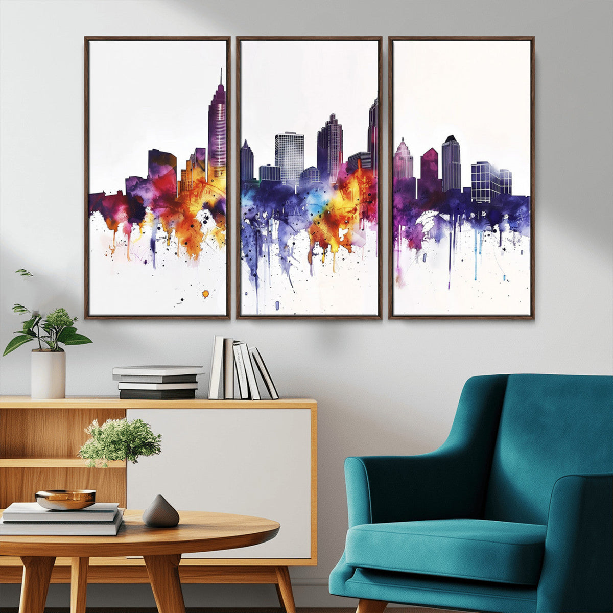 Atlanta Skyline Wall Art Canvas Print – Framed Colorful