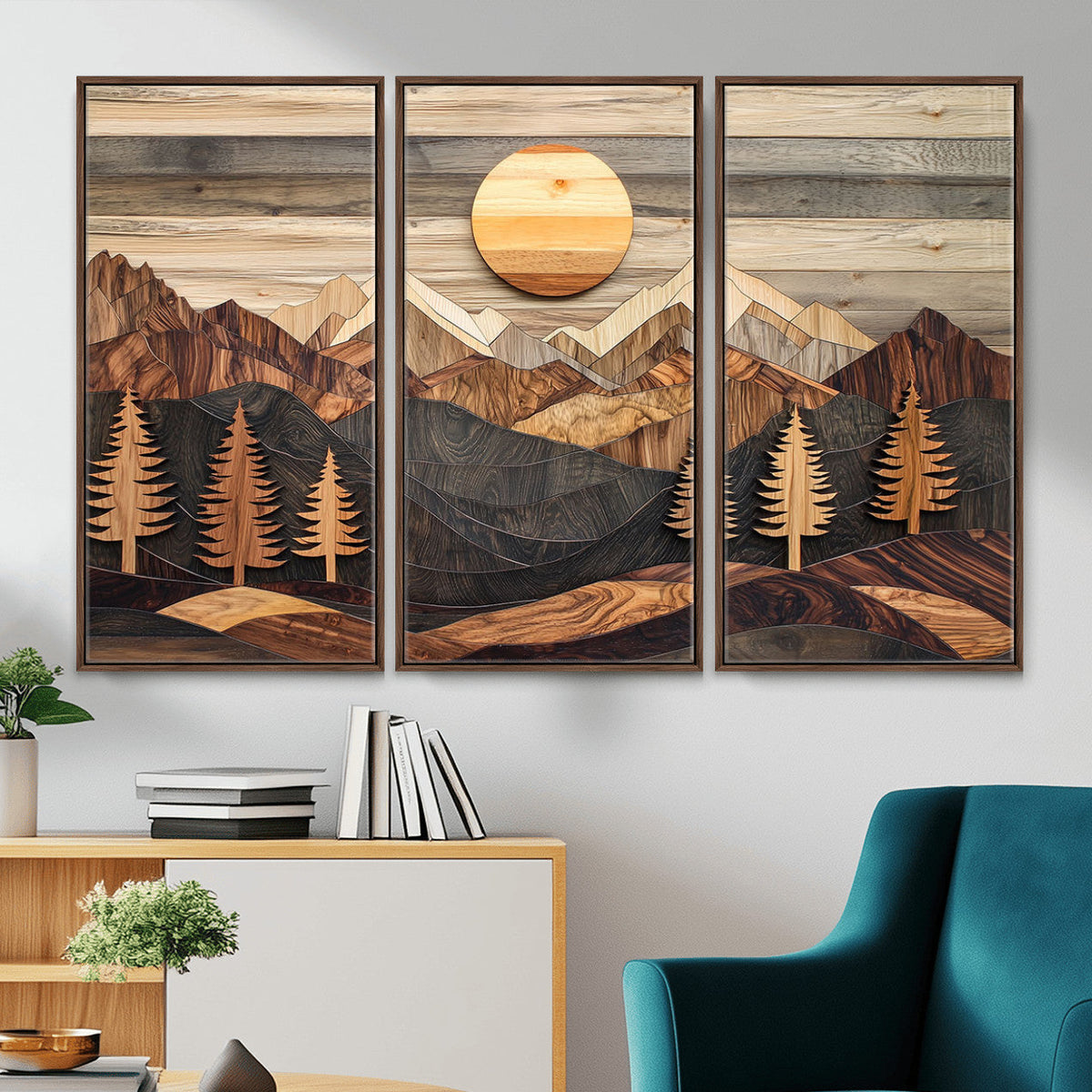 Wood Mountain Wall Art Canvas Print – Layered Forest and