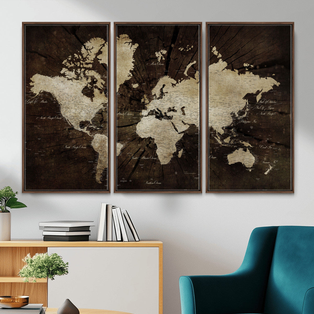 World Map Wall Art Canvas Print – Framed Travel Map Wall Art