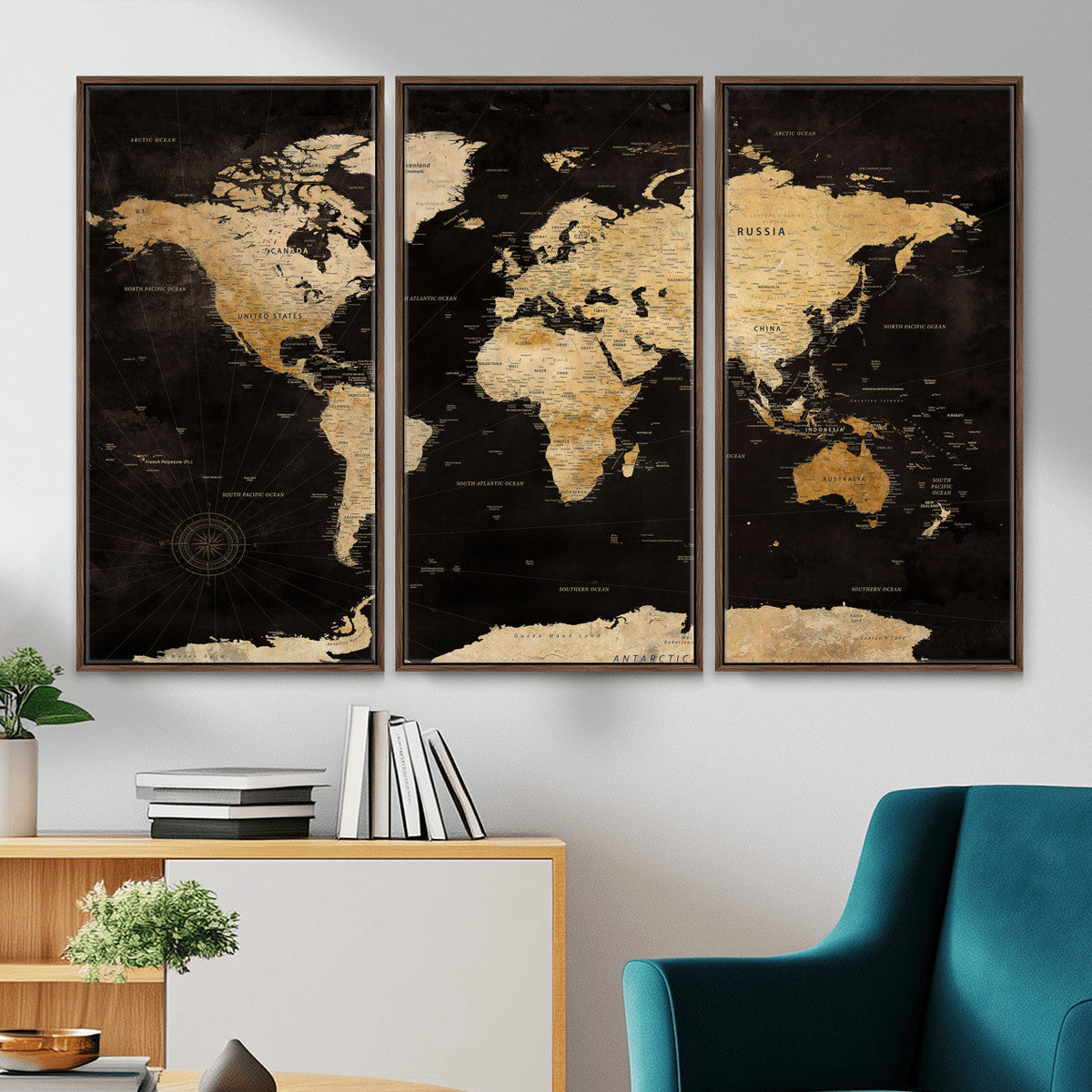 Extra Large World Map Canvas Print – Detailed Map Classic