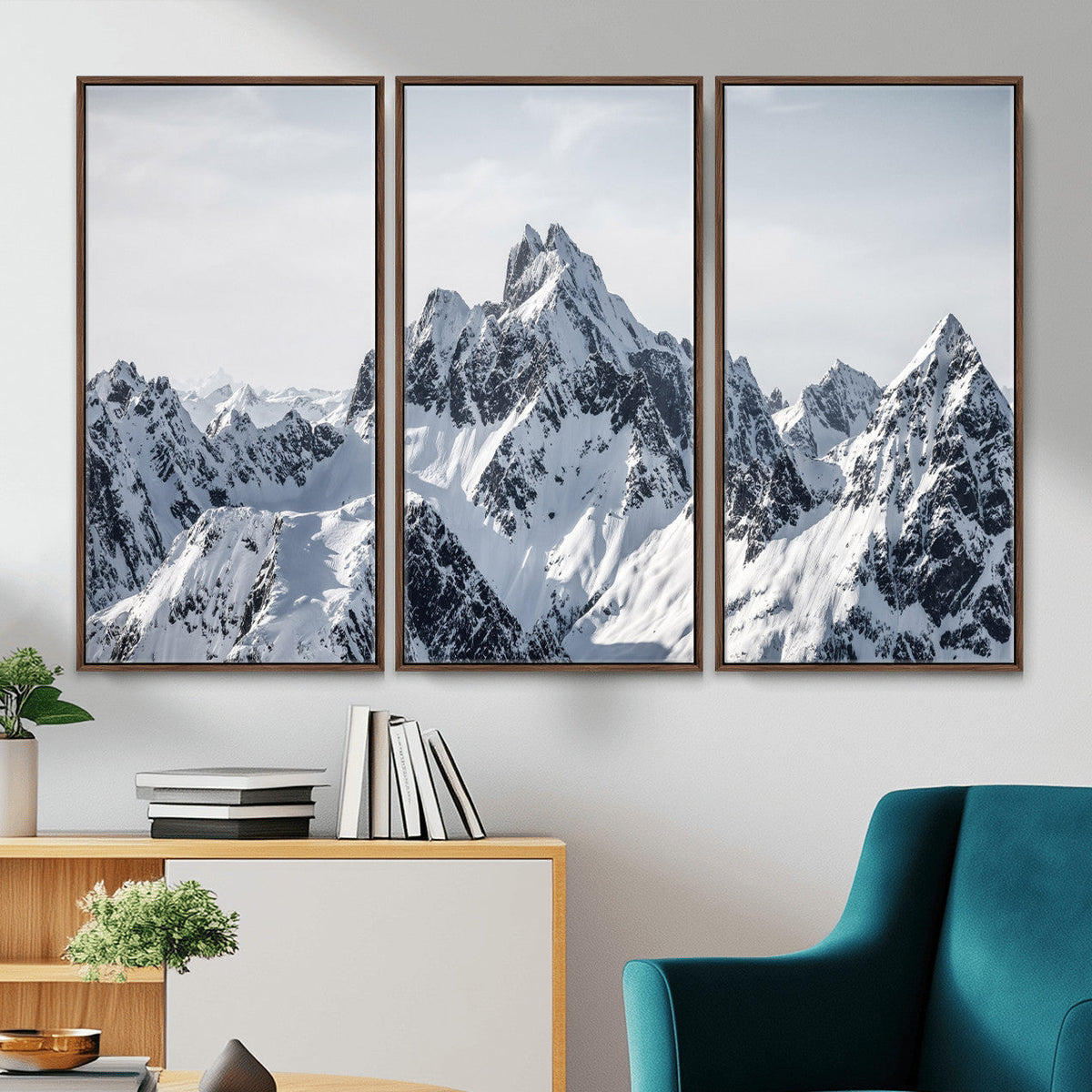 Snowy Mountain Range Canvas Print, Alpine Peaks Landscape