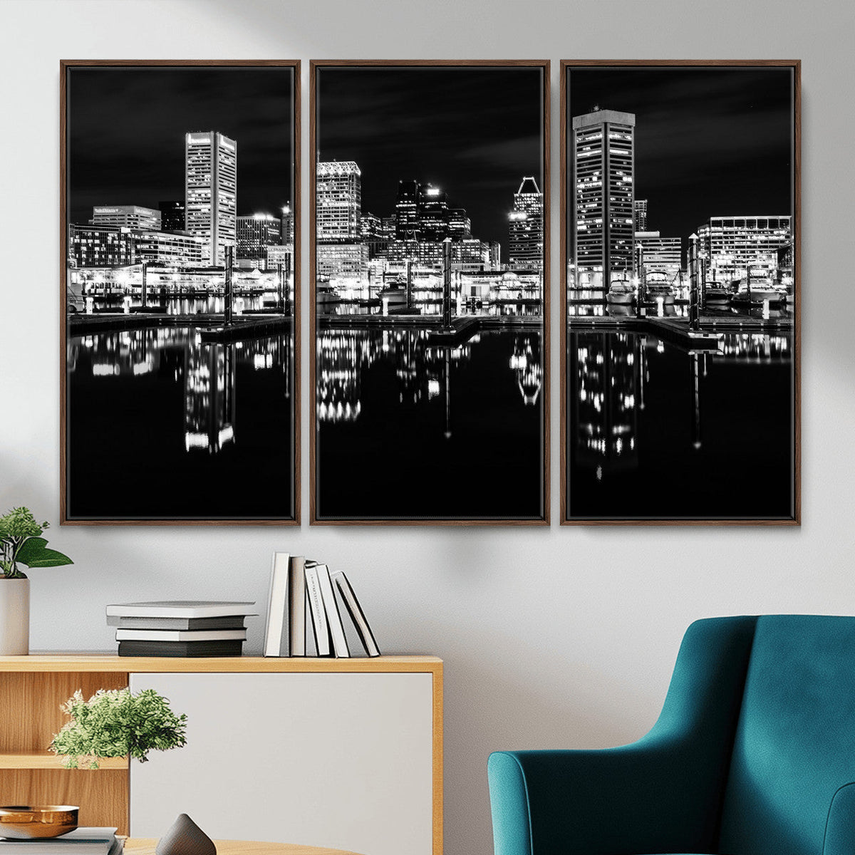 Baltimore Skyline Wall Art Canvas Print, Baltimore Downtown