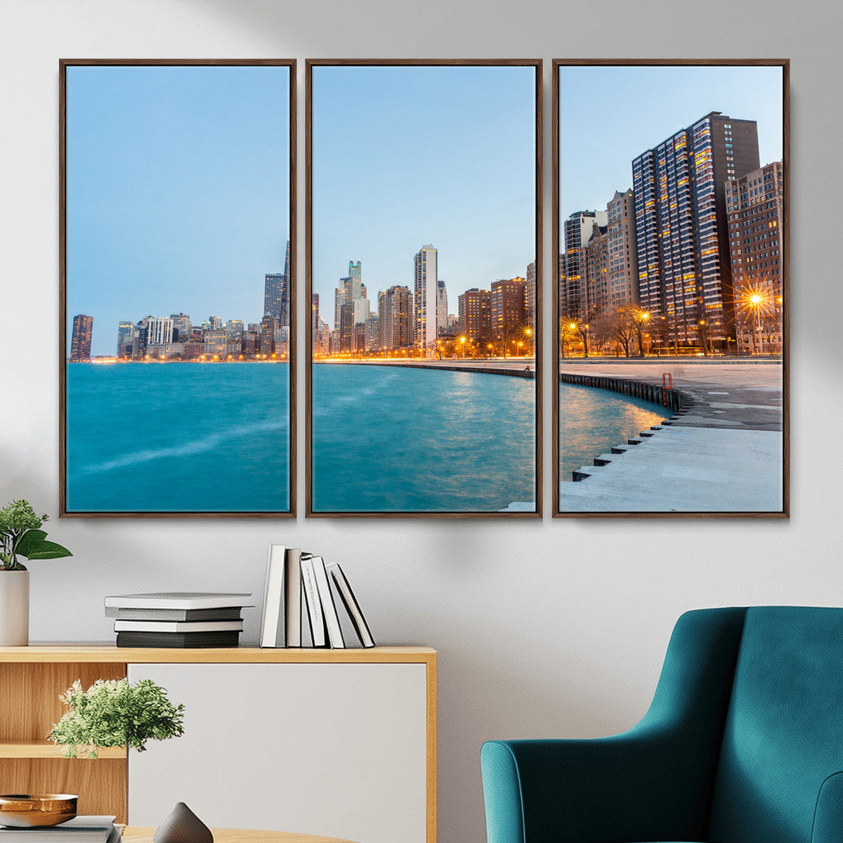 Chicago Wall Art Canvas Print, Chicago City Downtown Night