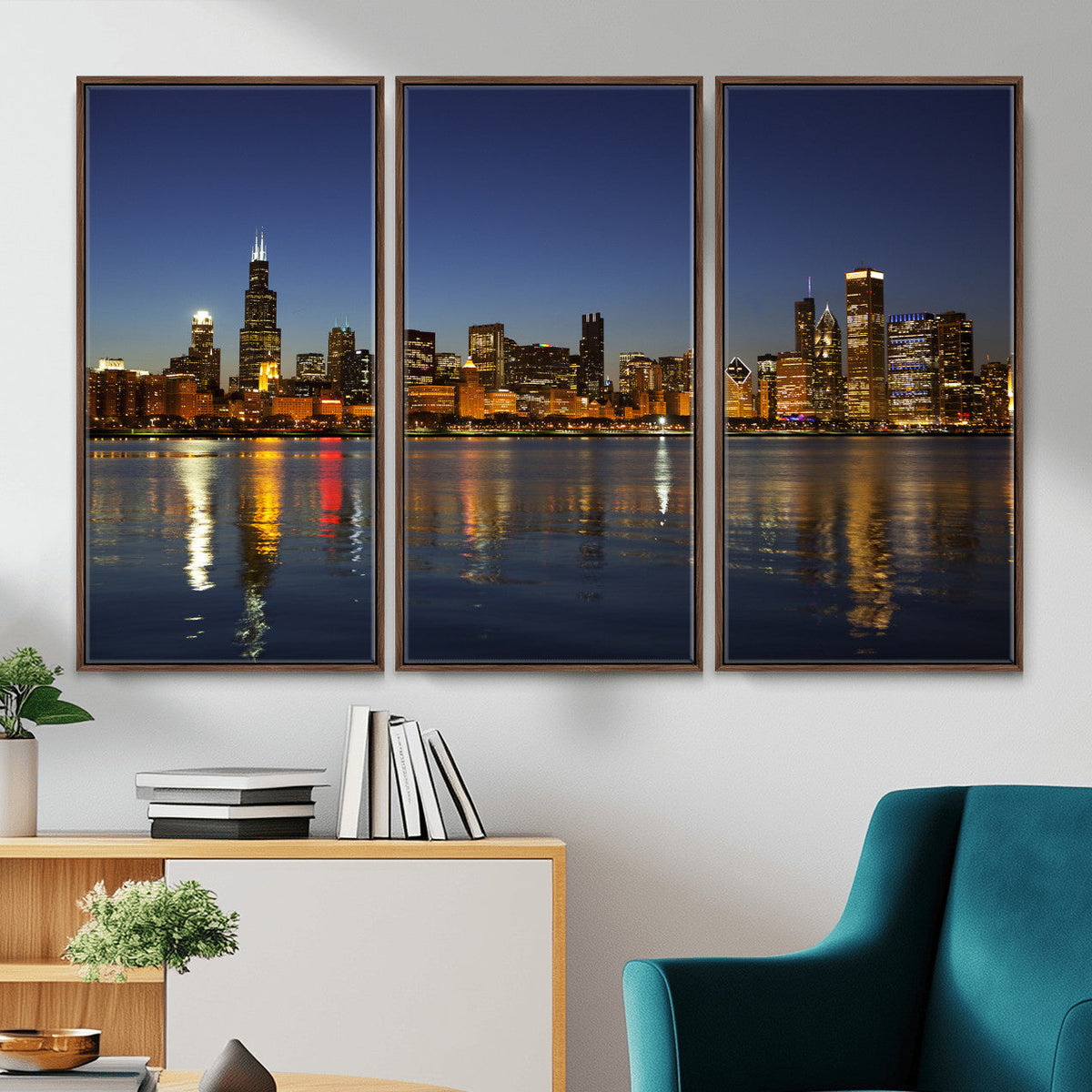 Chicago Wall Art Canvas Print - Chicago City Downtown Night
