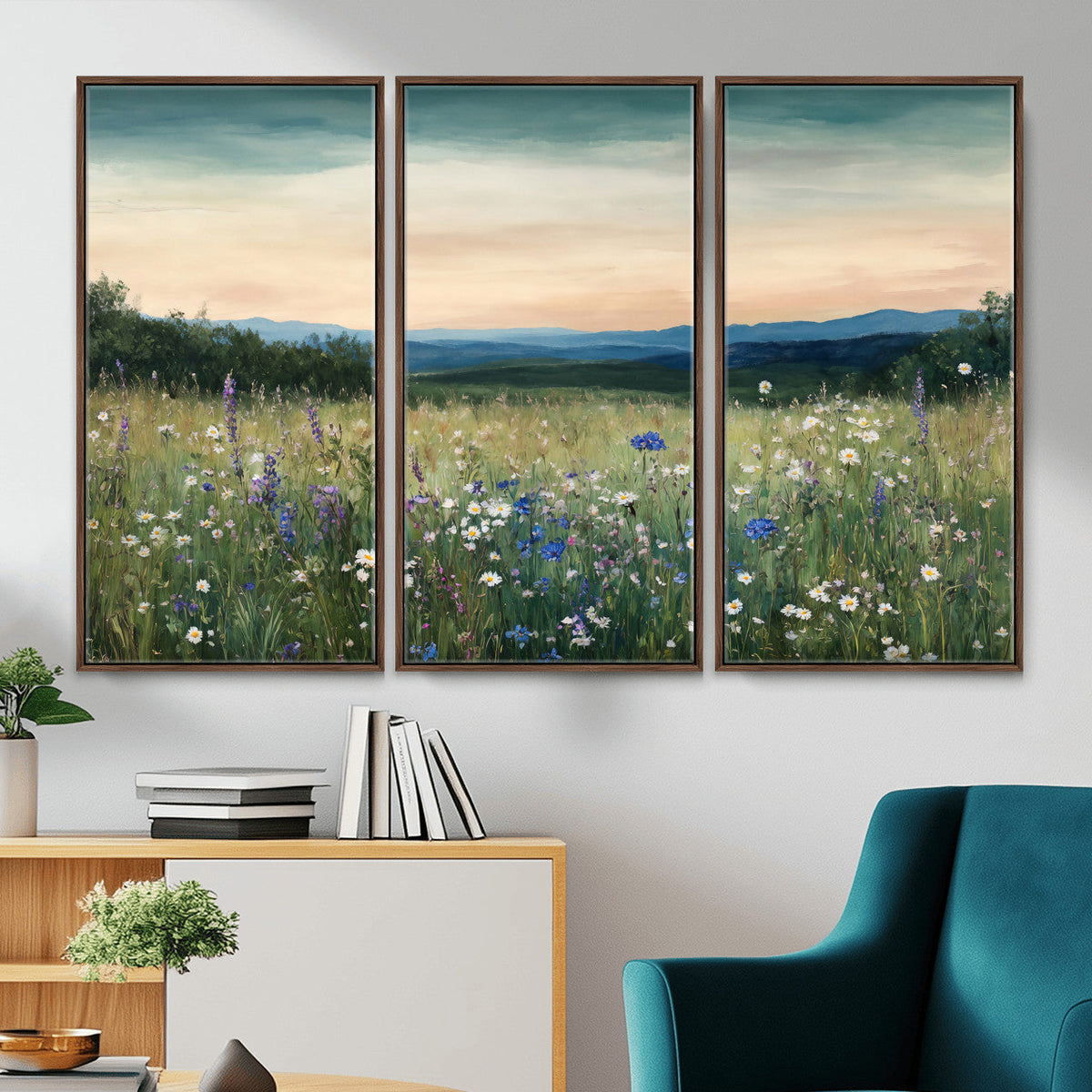 Wildflower Meadow Oil Painting Canvas — Daisy Lavender
