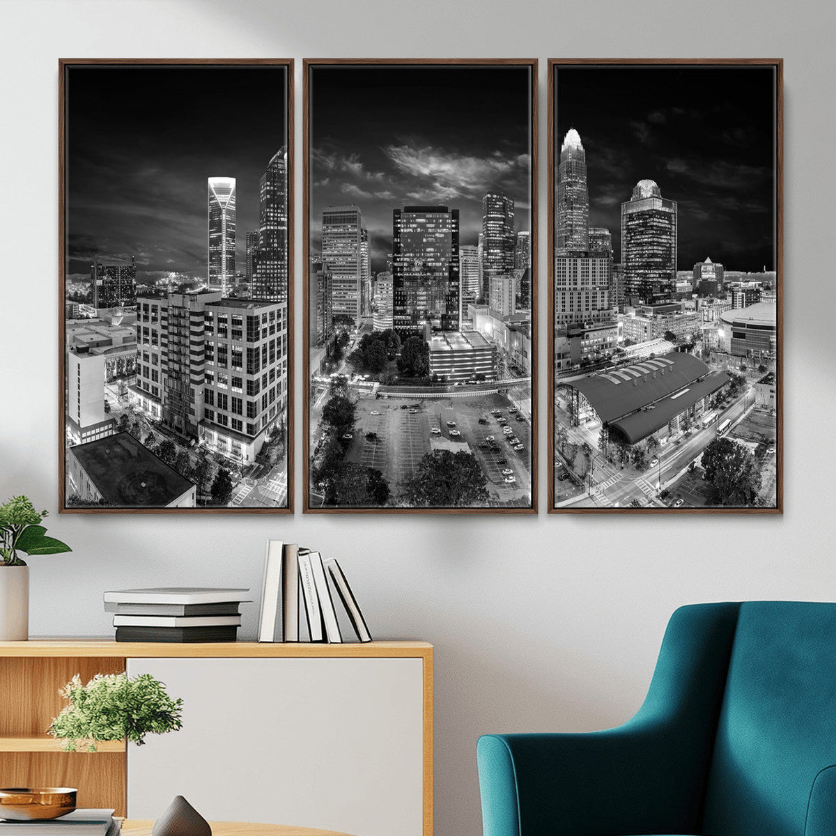 Charlotte Skyline Canvas Wall Art Print – North Carolina Cityscape Photography Print