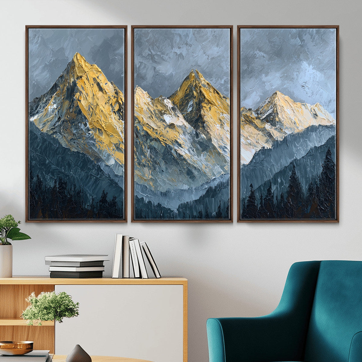 Abstract Mountain Wall Art Canvas Print Modern Landscape Painting Print